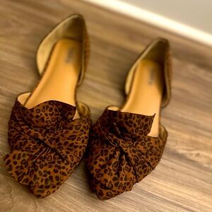 ✏️Torrid Twist Bow D’orsay Flat Brown Aminal Print Womens Size 10WW✏️